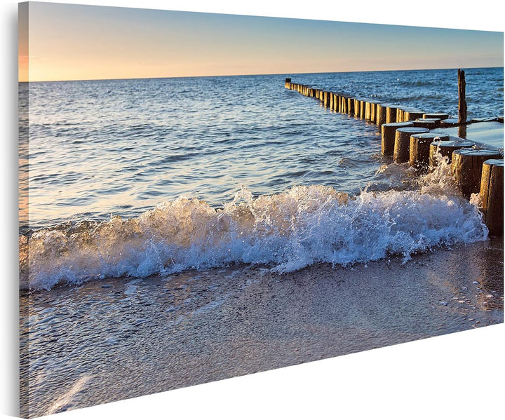 islandburner Bild auf Leinwand Wellenbrecher In Der Ostsee Bilder Wandbilder Poster Leinwand 100x57c