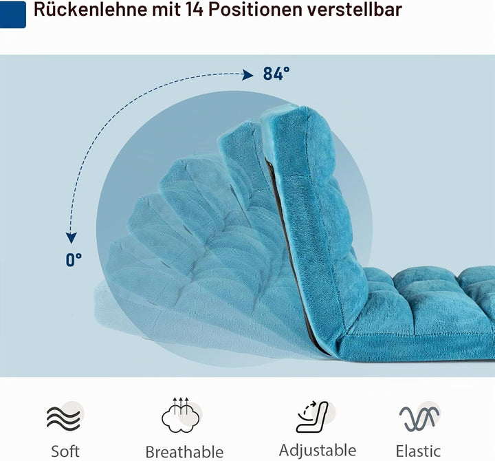 HOMASIS Bodenstuhl gepolstert, Bodensessel mit Verstellbarer Rückenlehne in 14 Positionen, Lesesesse