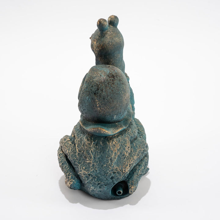 Esotec Wasserspeier-Figur Schnecke auf Frosch Max & Moritz, Einzelfigur mit Schlauch, Altkupfer-Desi