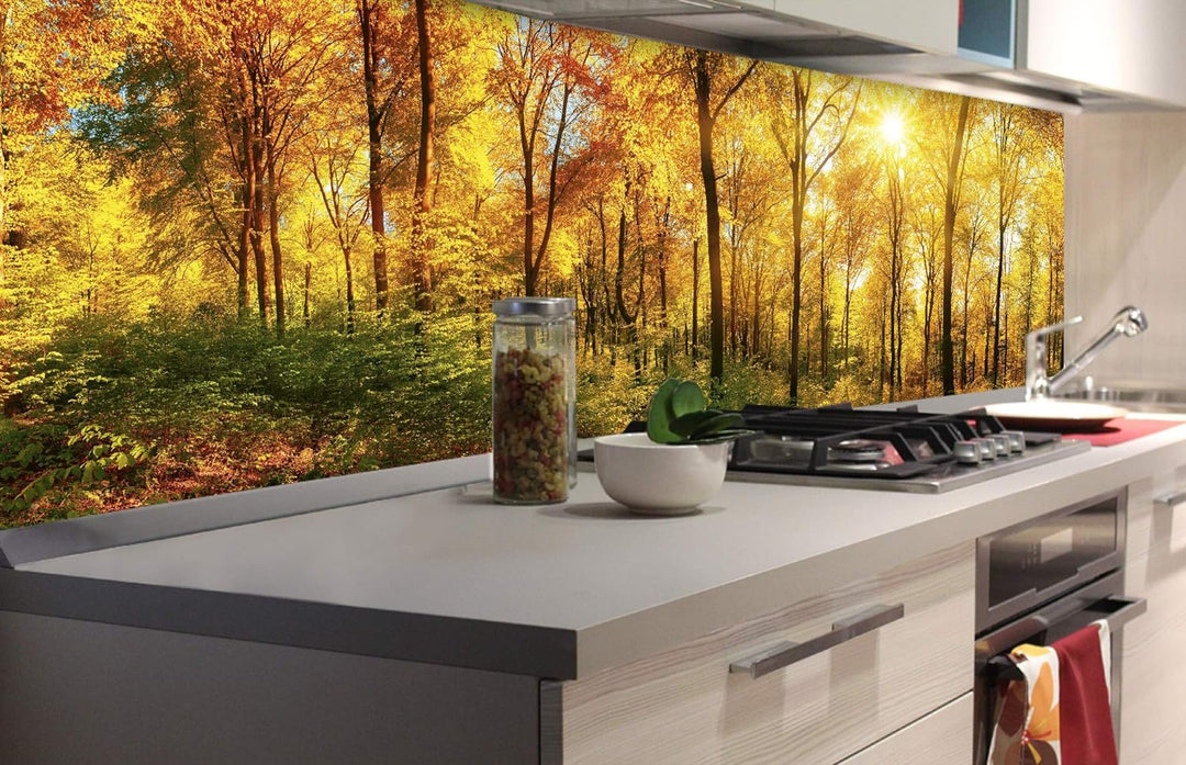 DIMEX Küchenrückwand Folie selbstklebend SONNIGER Wald | Klebefolie - Dekofolie - Spritzschutz für K