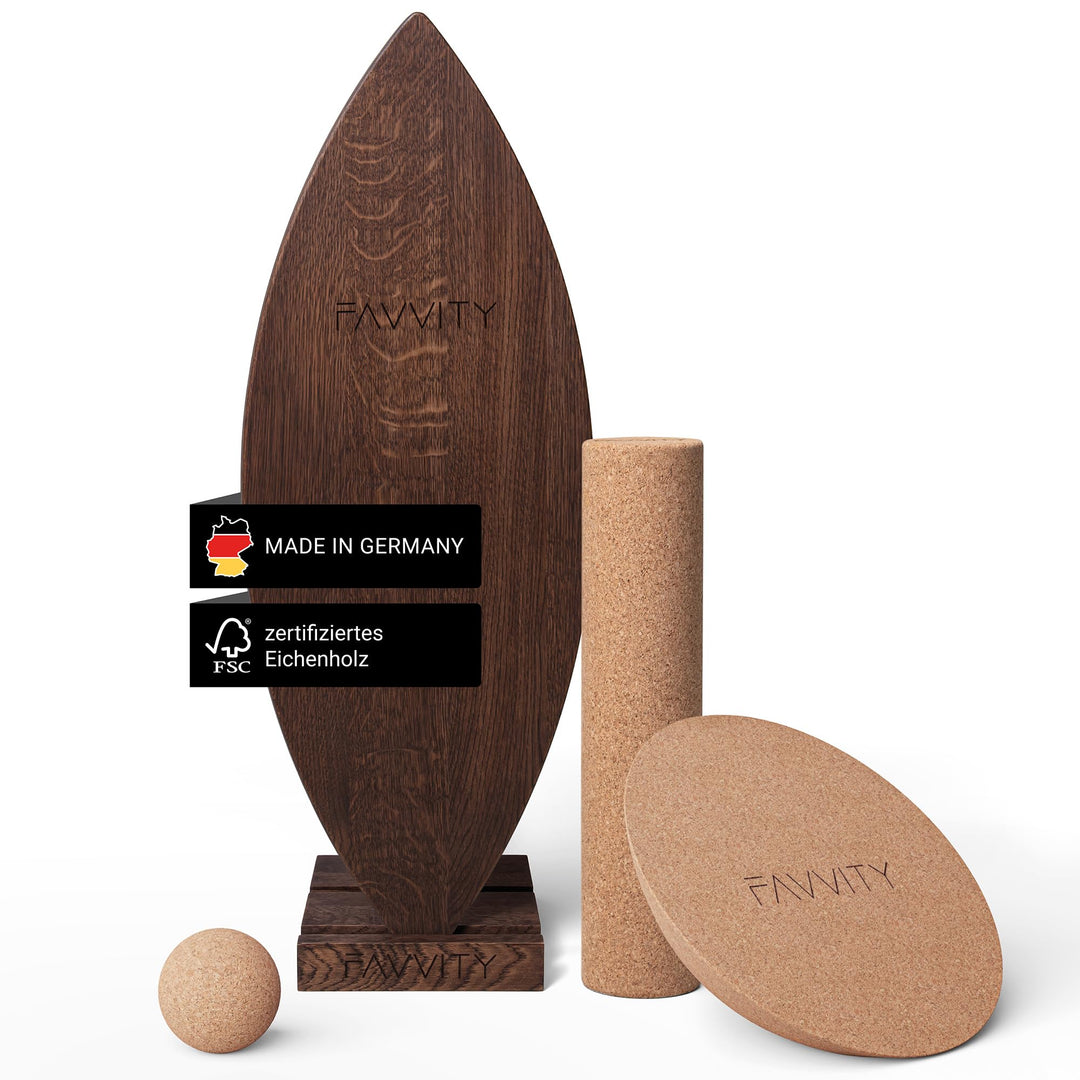 Balance Board aus Eichenholz [Handgefertigt in Deutschland] FSC-zertifizierter Gleichgewichtstrainer