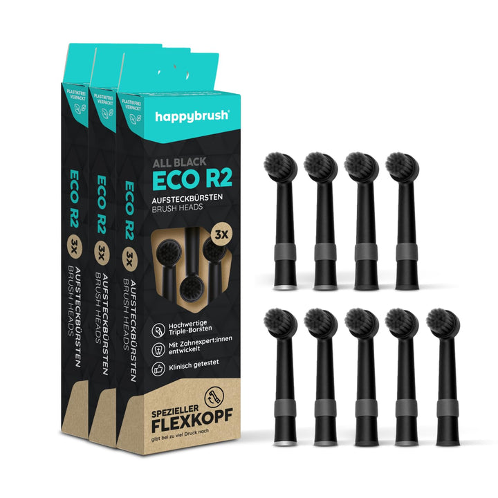 happybrush® Aufsteckbürsten für elektrische rotierende Zahnbürsten - Kompatibel mit R2, sowie Modell