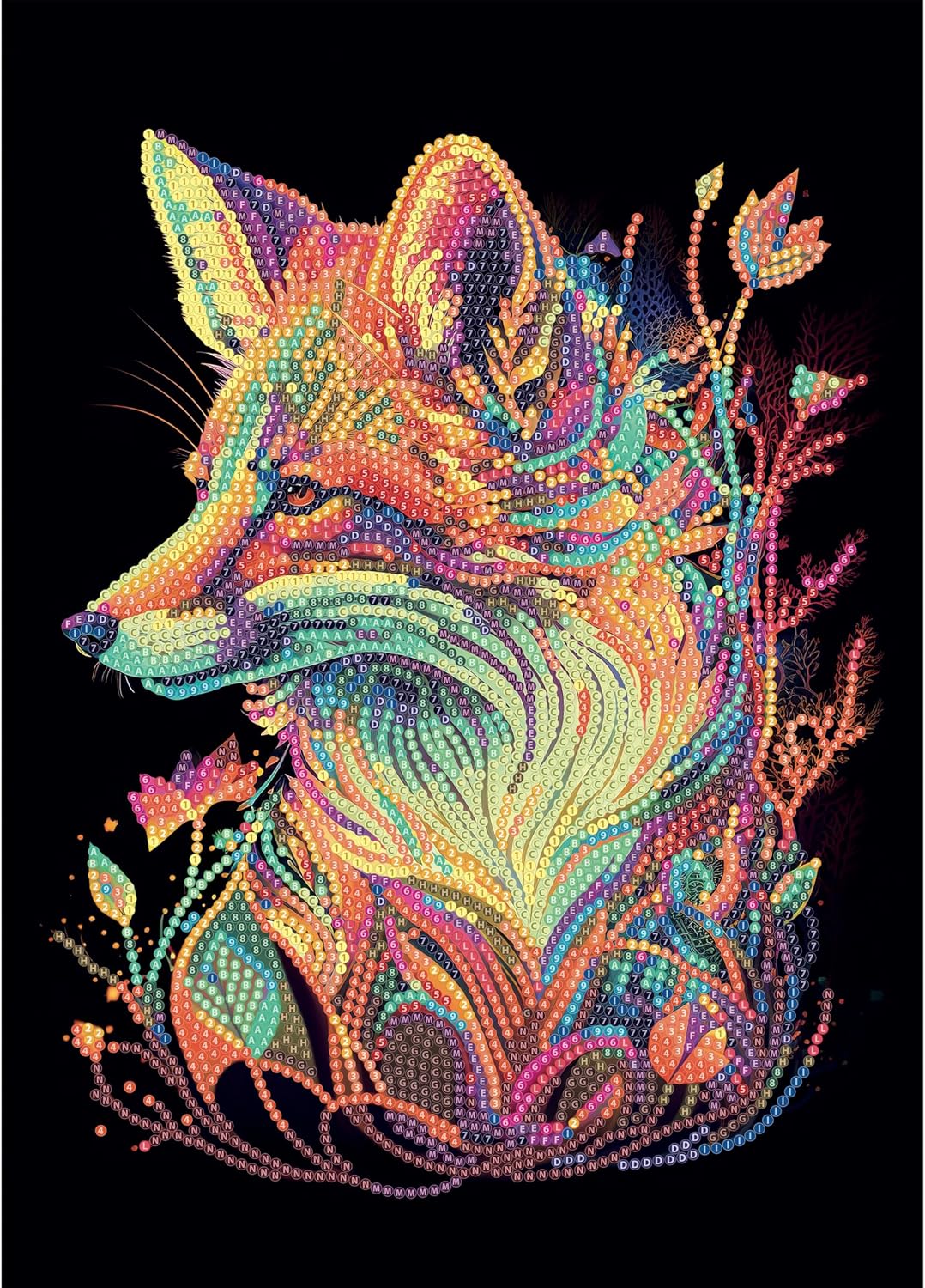 DIAMANTINY - Fuchs Malen nach Zahlen, Tierfarbe, 21 x 29,7 x 0,3 cm, 96021