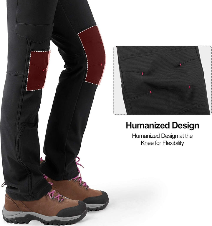 KUTOOK Wanderhose Damen Winter Gefüttert Warm Wasserabweisend Winddicht Outdoorhose 6 Taschen YKK Re