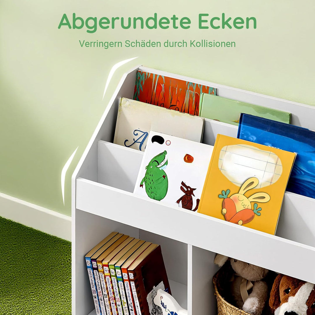 SoBuy Kinder Bücherregal Montessori Regal Kinderzimmer mit 3 Ablagefächern und 2 offenen Fächern Kin