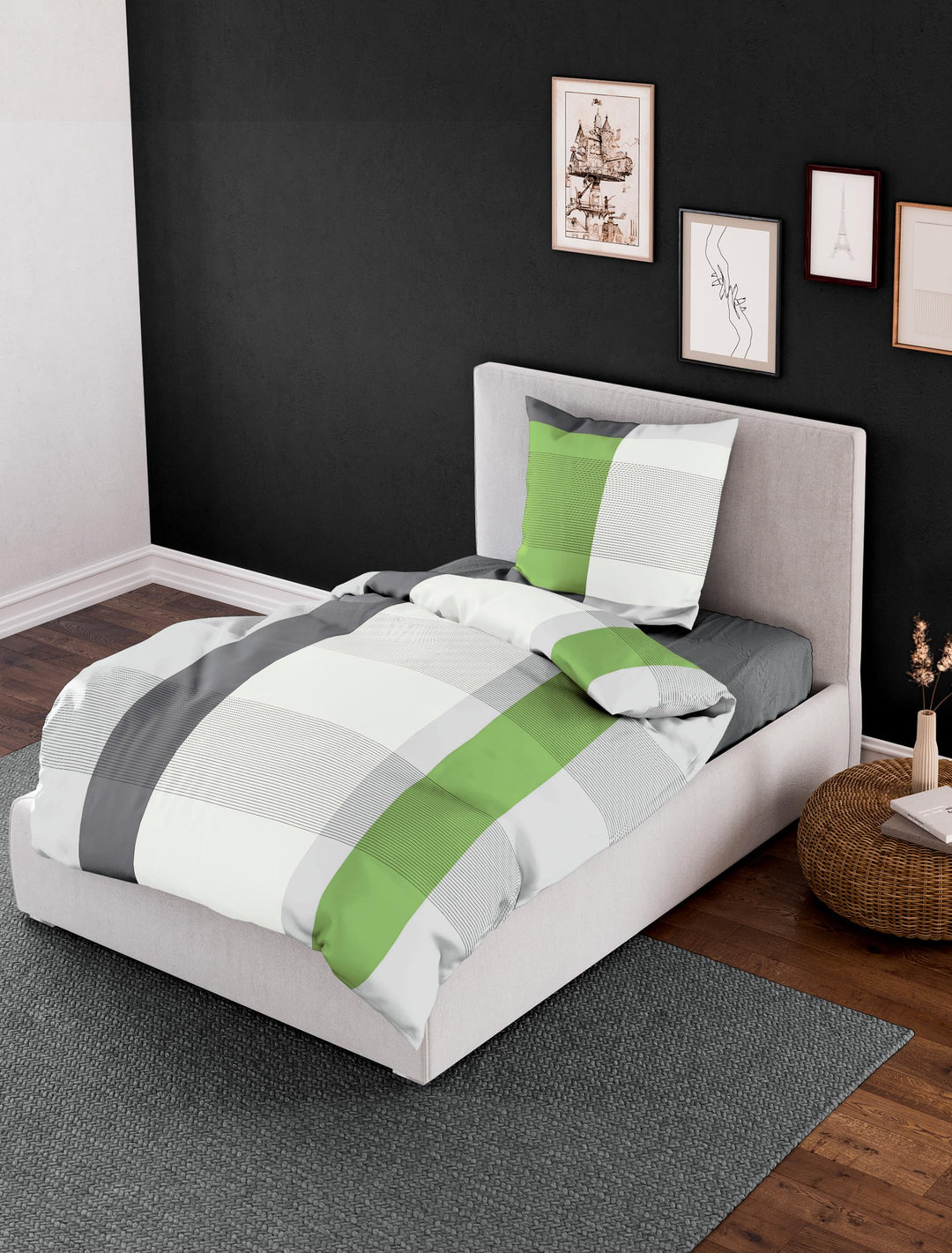 Bierbaum Bettwäsche 4643, Mako-Satin, Made in Germany, silber 06, 135x200 + 80x80 cm Silber 135 x 20