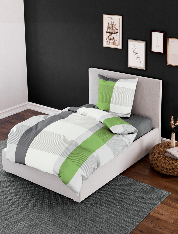 Bierbaum Bettwäsche 4643, Mako-Satin, Made in Germany, silber 06, 135x200 + 80x80 cm Silber 135 x 20