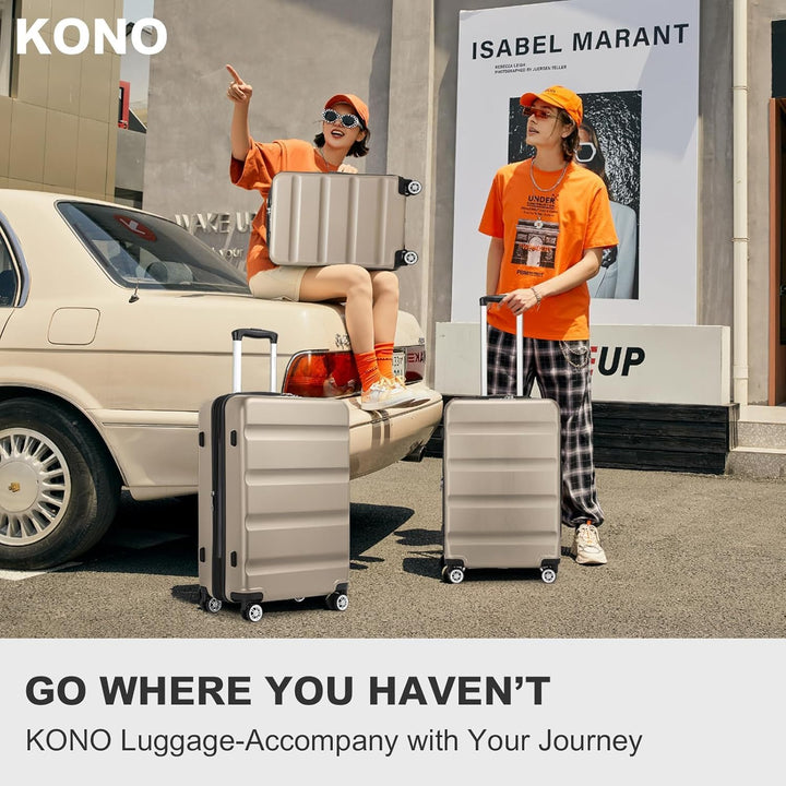 KONO Koffer Trolley Mittelgrosser Erweiterbares Hartschalenkoffer Leicht Reisekoffer mit TSA-Schloss