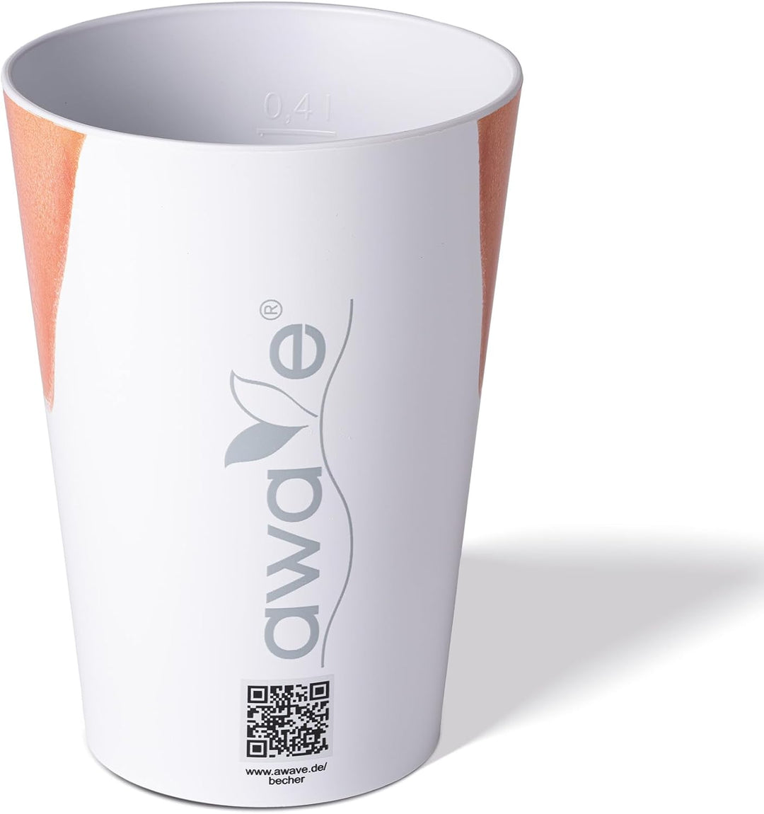 AWAVE Festival Becher Set 4-teilig aus rPET, 400 ml, mit Eichstrich, Stapelbar, Mehrweg Wiederverwen