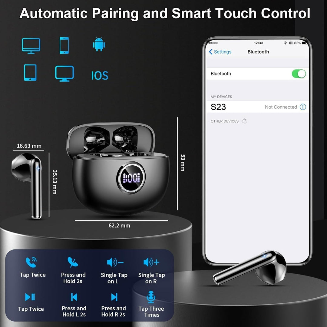 Drsaec Bluetooth Kopfhörer, 6D Tiefer Bass In Ear Kopfhörer Kabellos Bluetooth 2026 Neu 40Std Kabell