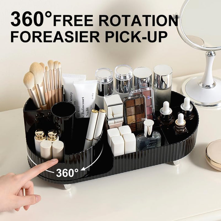 Make up Organizer 360° Drehbar, Grosser Bad Kosmetik Organizer mit Aufbewahrungsbox für Schminktisch
