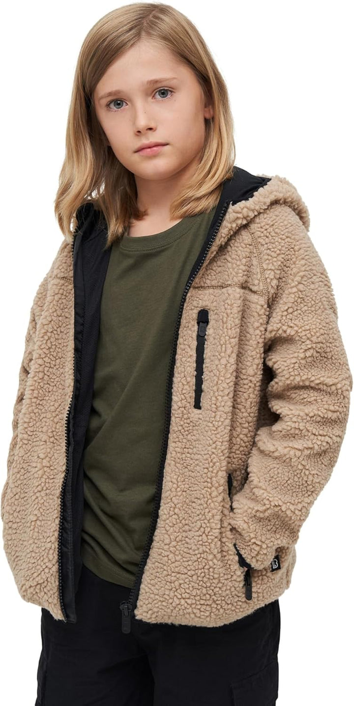 Brandit Kids Teddyfleecejacket Hood, Viele (Tarn-) Farben, Grössen 122 bis 176 122-128 Camel, 122-12