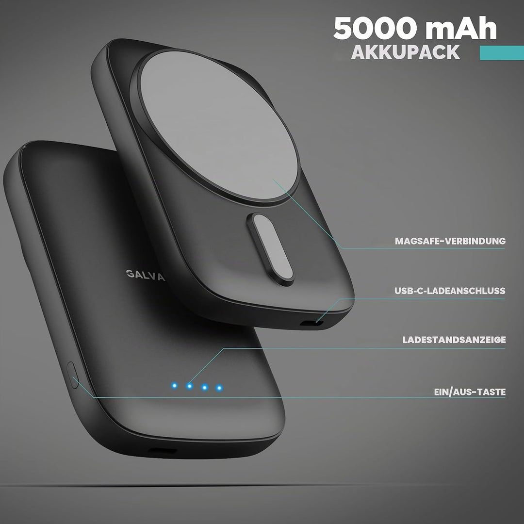 GALVANOX Magnetische Powerbank für Samsung-Handys (15 W) Kabelloses Laden Akku Pack für Android, Gal