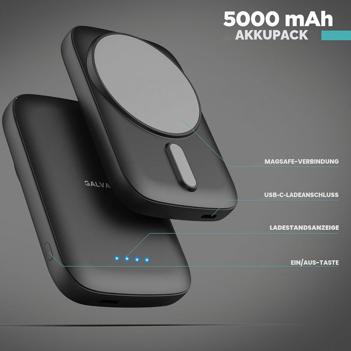 GALVANOX Magnetische Powerbank für Samsung-Handys (15 W) Kabelloses Laden Akku Pack für Android, Gal