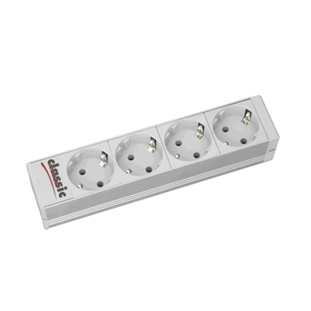 BACHMANN 25,4cm 10Zoll Steckdosenleiste 4fach (Farbe: Aluminium)