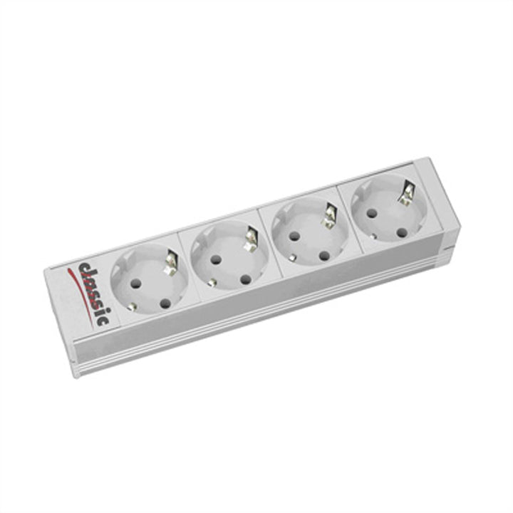 BACHMANN 25,4cm 10Zoll Steckdosenleiste 4fach (Farbe: Aluminium)