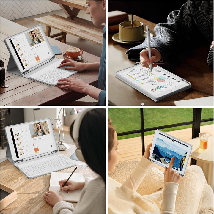 Tastatur Hülle für iPad 9. 8. 7. Generation 2021/2020/2019 10,2 Zoll mit Stifthalter, Magnetisch Blu