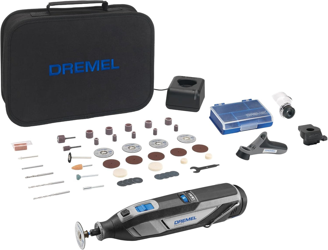 Dremel 8240 Akku-Rotationswerkzeug, 12V 3Ah Lithium-Ionen-Akku, Multifunktionswerkzeug Set mit 3 Auf