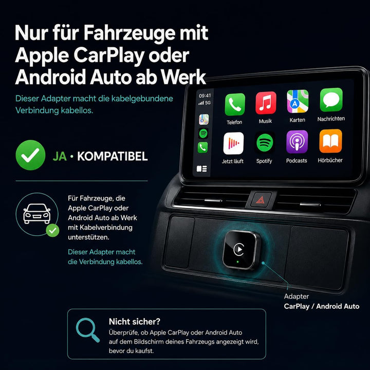 Carplay Wireless Adapter 2-in-1 Mini 2026, Android Auto Wireless Adapter, Plug &amp; Play, schnelle Wied