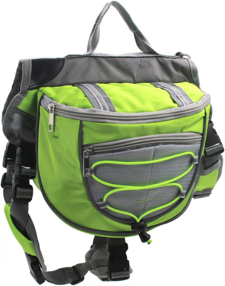 XIAOYU Hund Rucksack, verstellbare Satteltasche Kabelbaum Träger, für Reisen Wandercamping, grün, L