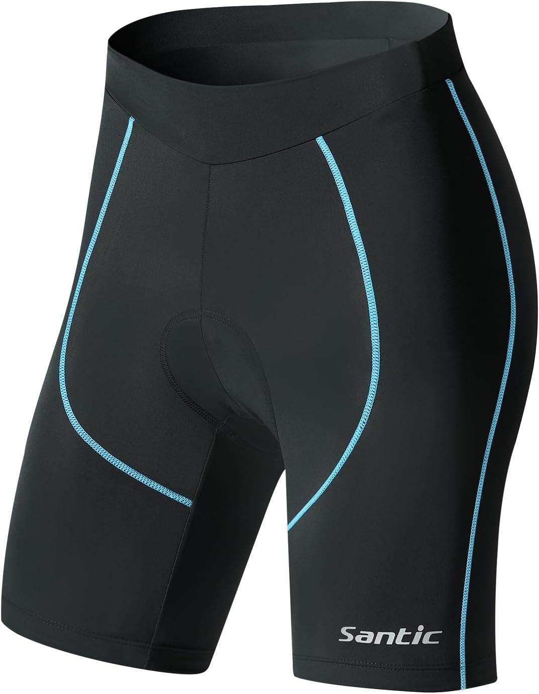 Santic Gepolsterte Kurz-Radlerhose für Damen mit 3D-Polstereinsatz Praktischer Seitentasche und UPF