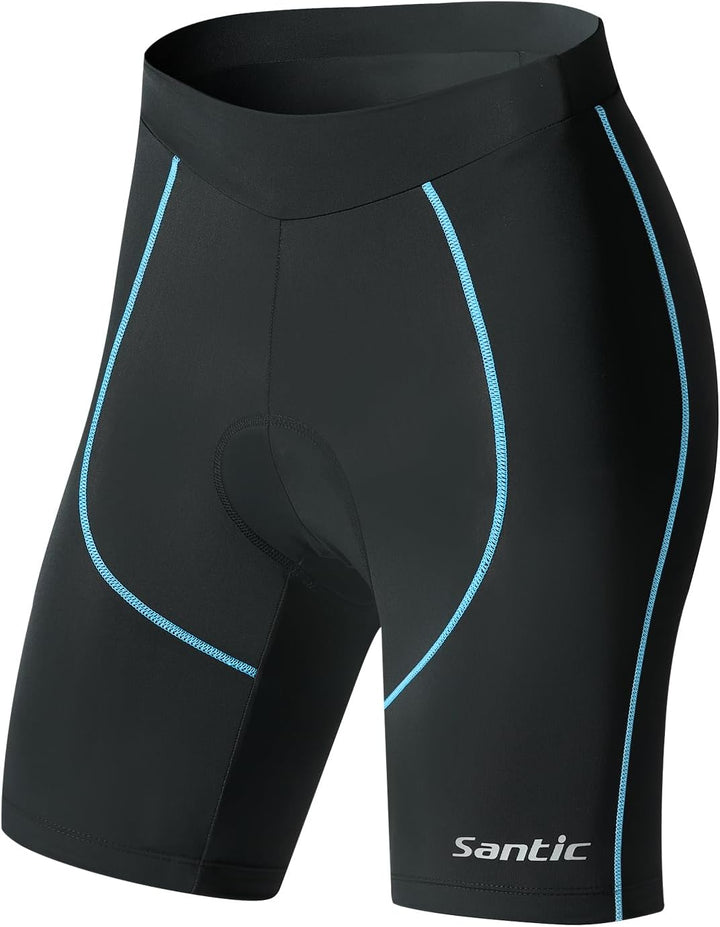 Santic Gepolsterte Kurz-Radlerhose für Damen mit 3D-Polstereinsatz Praktischer Seitentasche und UPF
