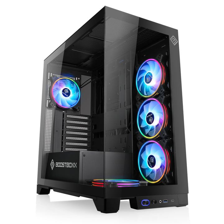 Gaming PC-Gehäuse VITRUM PRO - Midi-Tower, aRGB Beleuchtung (inkl. Steuerung), Glas-Seitenteil, vorm