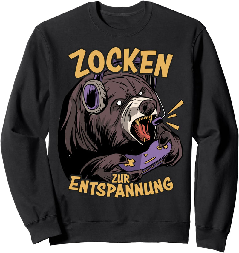 Zocken Entspannung Gamer Nerd Bär PC Computer Games Jungen Sweatshirt