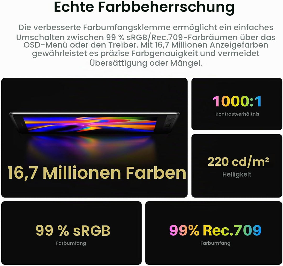 HUION Kamvas Pro 16 V2 Grafiktablett mit Display, 15,6 Zoll Drawing Tablet 16384 Stiftdruck, batteri