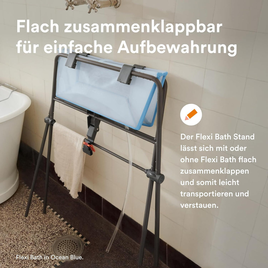 Stokke Flexi Bath (White) + Flexi Bath Stand - Babybadewanne für Babys bis 10 kg - Faltbar, langlebi