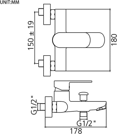 GRIFEMA BERLIN-G13004 | Badewannenarmatur - Wannenbatterie mit Brauseschlauch, Handbrause, und Braus