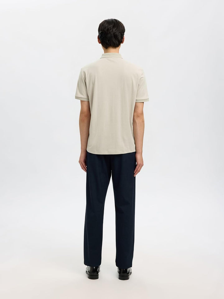 SELETED HOMME Herren Slhfave Zip Ss Polo Poloshirt XL Oatmeal, XL Oatmeal