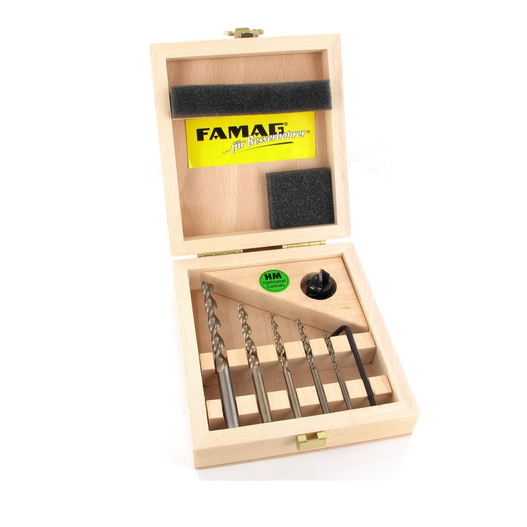 FAMAG Vario-Set Aufstecksenker HM 90° + Holzspiralbohrer 1594 3,4,5,6,8mm Set 90° + 3,4,5,6,8mm, Set