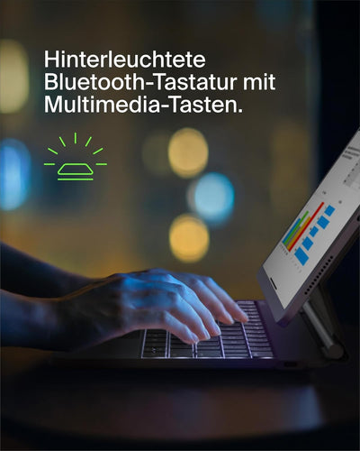 Belkin Pro Bluetooth-Tastatur mit Hülle und magnetischem Ständer, iPad Tastatur, Multi-Gesture-Steue