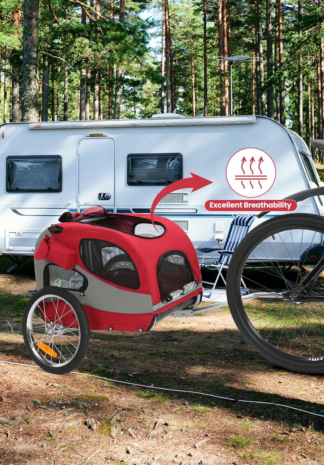 SEPNINE® Fahrradanhänger für Hunde, Hundeanhänger für Fahrrad - faltbar, mit Sicherheitsreflektoren,