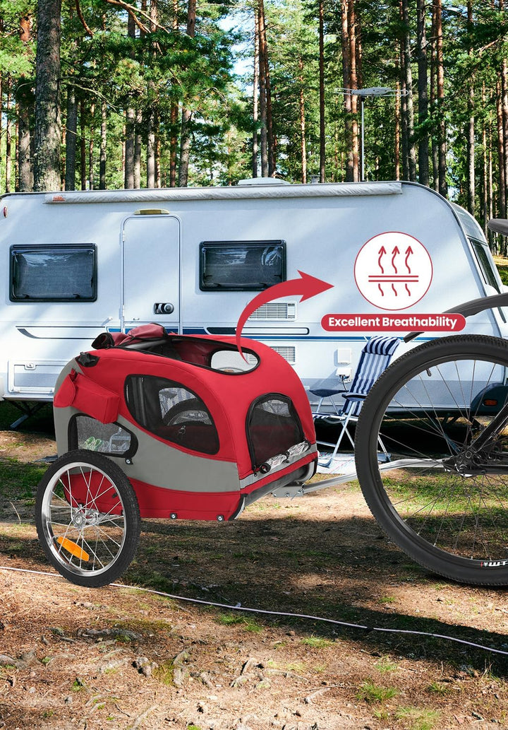 SEPNINE® Fahrradanhänger für Hunde, Hundeanhänger für Fahrrad - faltbar, mit Sicherheitsreflektoren,
