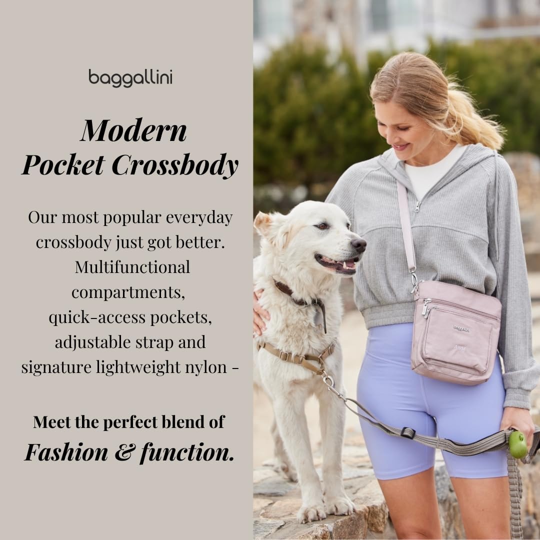 Baggallini Damen Moderne Umhängetasche mit Taschen Blush Shimmer, Blush Shimmer