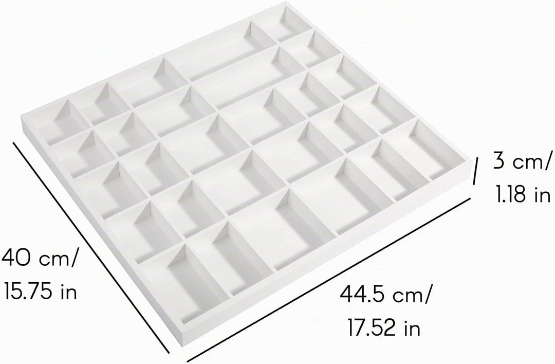 Creative Deco Weisse Setzkasten Holz Sammelbox Holztablett 28 Fächer | 44,5 x 40 x 3 cm | Bemalen Ho