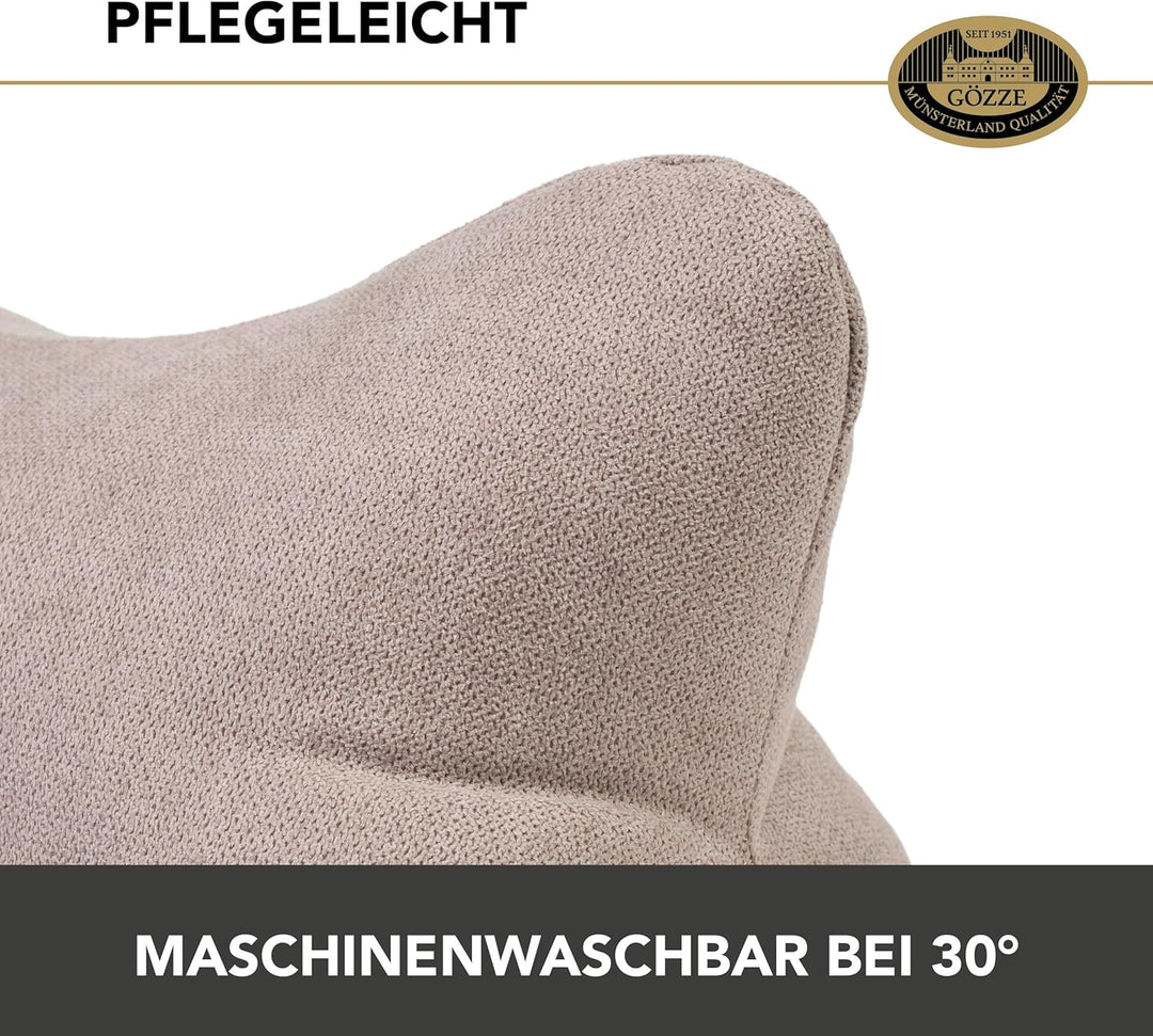 Gözze - Kuschelweiches Lesekissen Darco, Ideal als Sofakissen oder Leseknochen, 40 x 25 cm - Taupe,