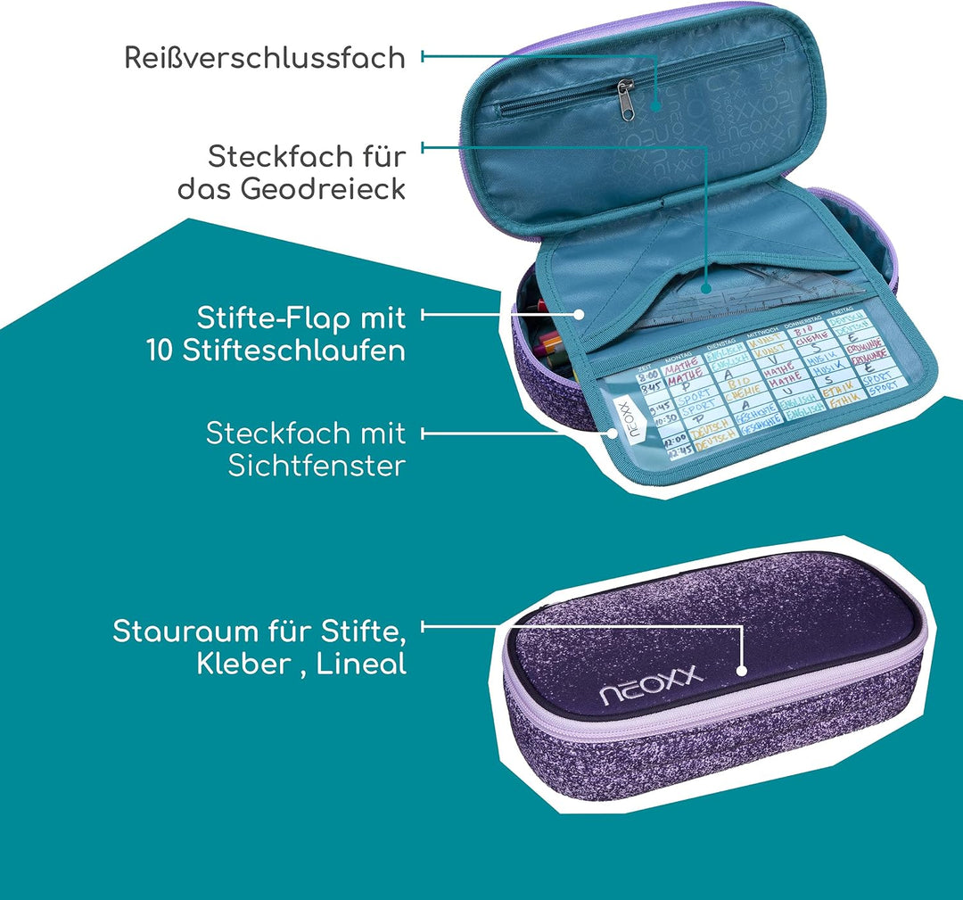 neoxx - Jump Schlamperbox - Recycelte PET-Flaschen, Hauptfach mit Reissverschluss, 10 Stifteschlaufe