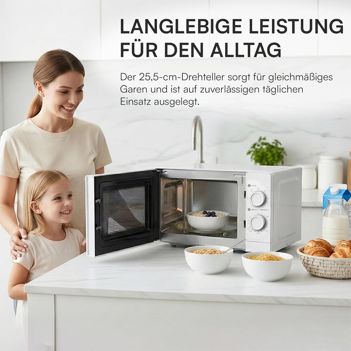HMW-MD20MWH Mikrowelle • 20 L - 700 W, Manuelle Bedienung - 5 Leistungsstufen, Auftaufunktion - Dreh