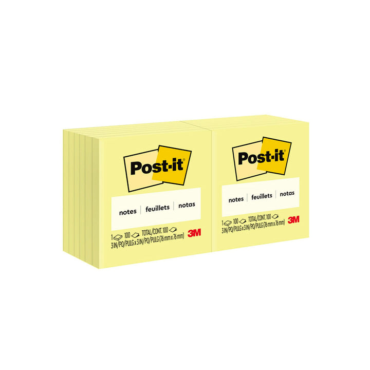Original Notes, 3 x 3, Canary Yellow, 12 100-Sheet Pads/Pack 12 Pads 7,6 x 7,6 gelb, 12 Pads 7,6 x 7