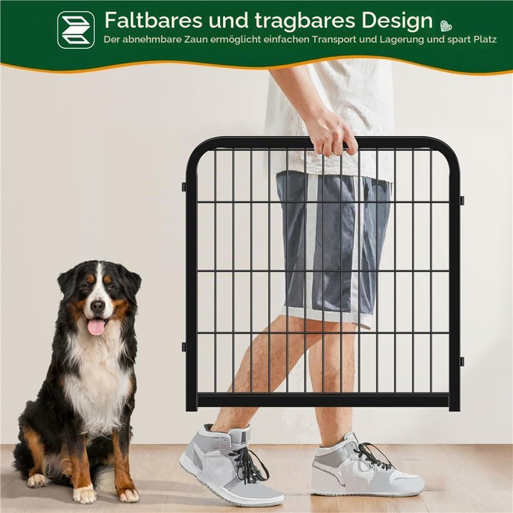 Yaheetech 12-teilig Welpenlaufstall 63cm hoch, Welpenauslauf mit 2 Türen, Automatische Verriegelung,