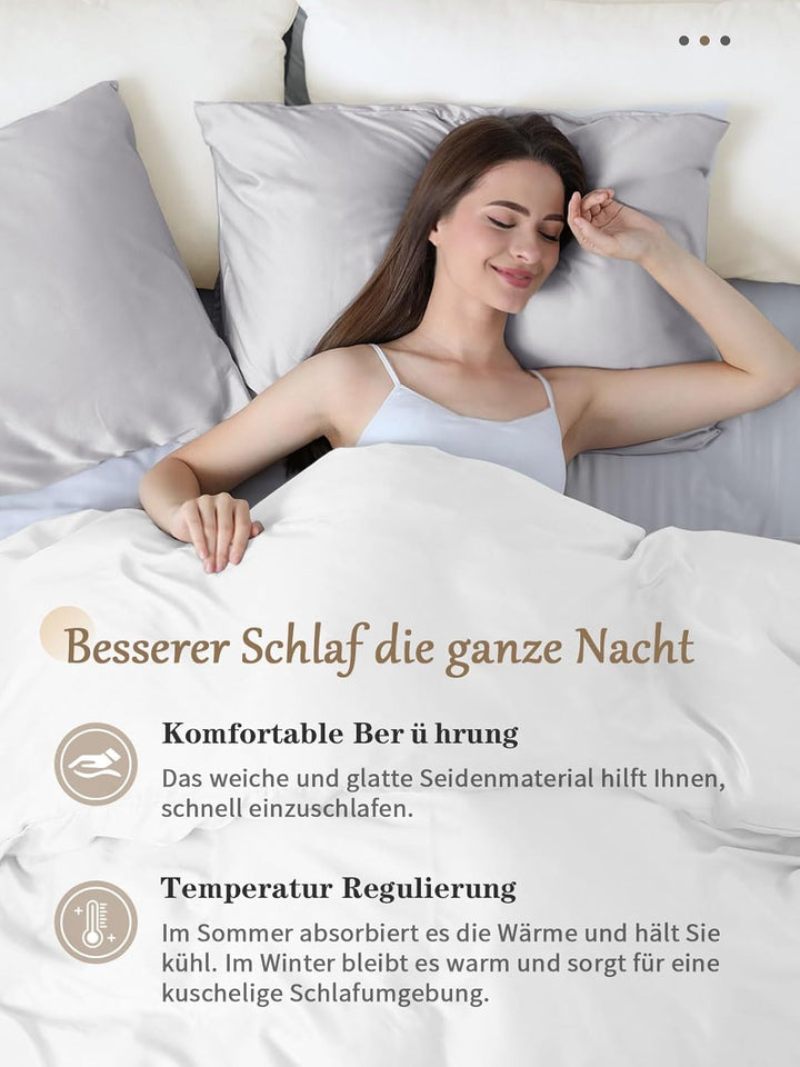 Texbee Seide Kissenbezug 40x60cm für Haar und Haut versteckter Reissverschluss, 1PC Kissenbezug Seid