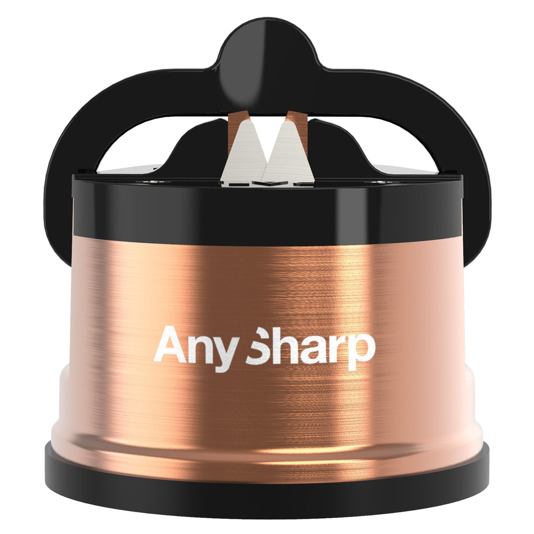 AnySharp Pro Metall Messerschärfer, Freihändige Sicherheit, PowerGrip Saugnapf, Schärft alle Küchenm