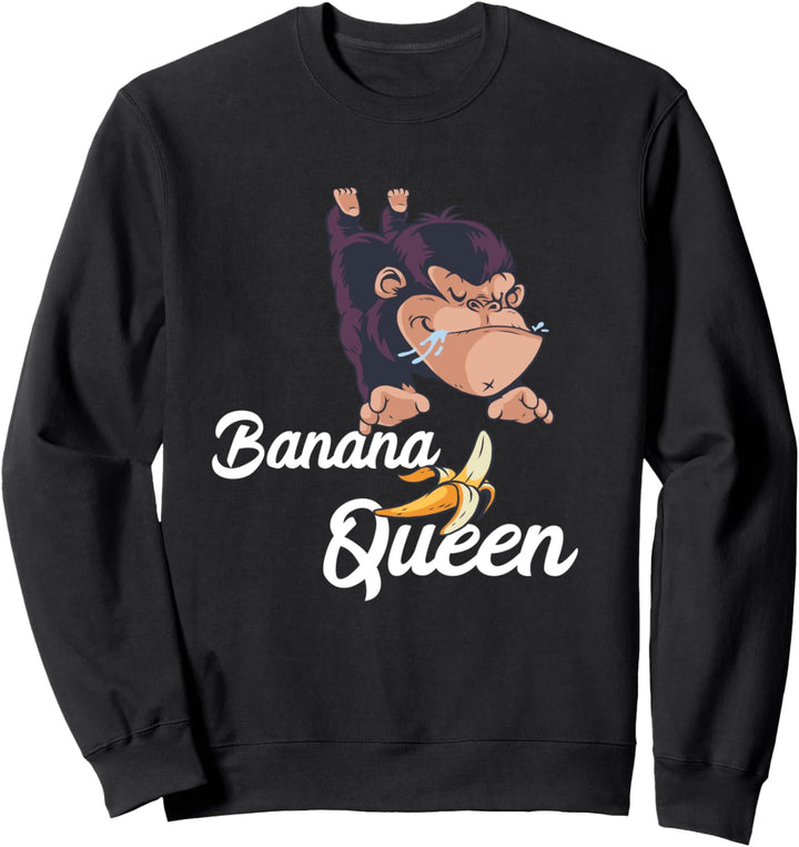 Bananen Königin Banana Queen Lustiges Obst Frucht Äffchen Sweatshirt