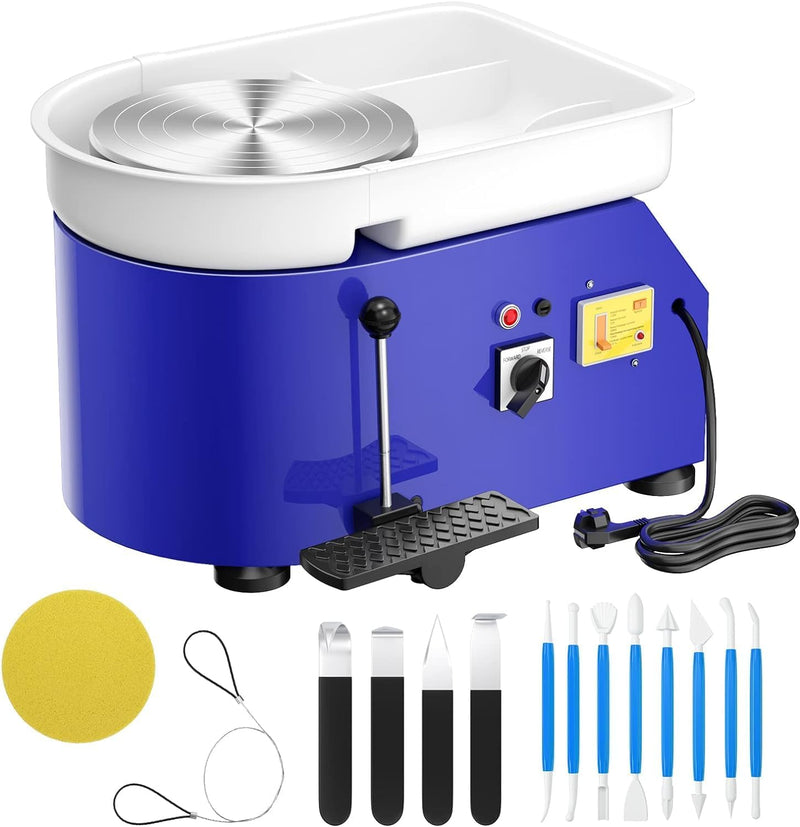 VAYOTOY Elektrische Töpferscheibe,25CM Töpferscheibe Formmaschine 350W Elektrisches DIY Tonwerkzeug