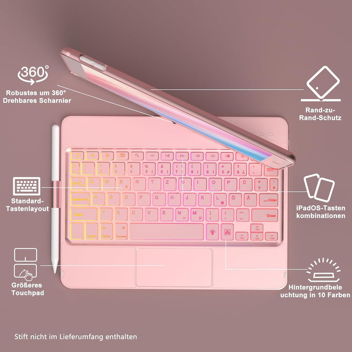 TQQ Tastatur Hülle für iPad 10.2 Zoll (7., 8. und 9. Generation) mit Präzisions-Trackpad, Notebook-ä