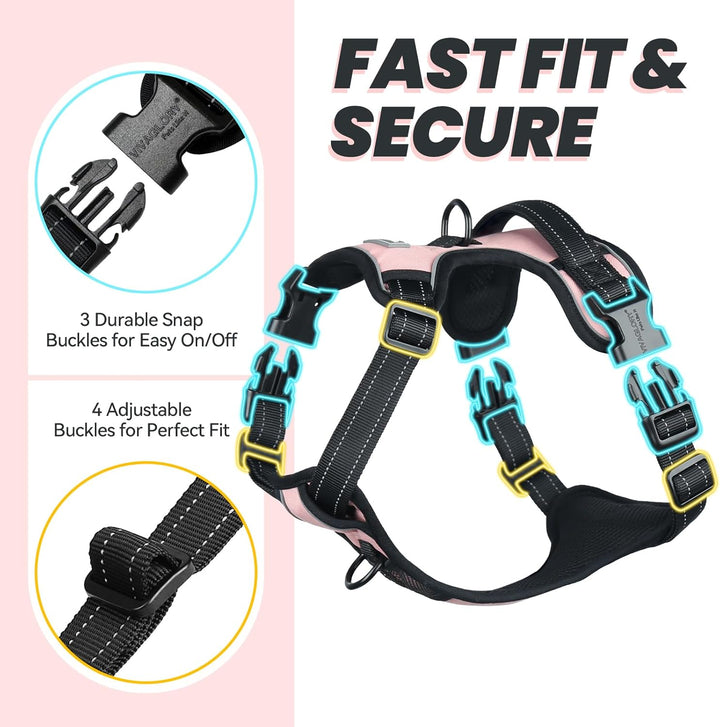 VIVAGLORY Easefit Hundegeschirr, Zugstopp Hundegeschirr Geschirr Hund Mit Griff, Anti Zieh Geschirr