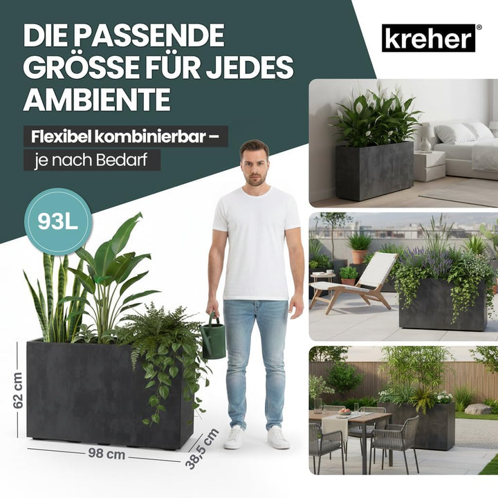 Kreher XL Pflanzkasten Millennium in verschiedenen Formaten und Farben. Tolle Naturstein Optik in Br